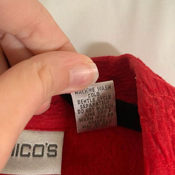 Chico's Jacket Women's 0 Small Red Floral 3 Button Front Long Sleeve - Picture 3 of 7